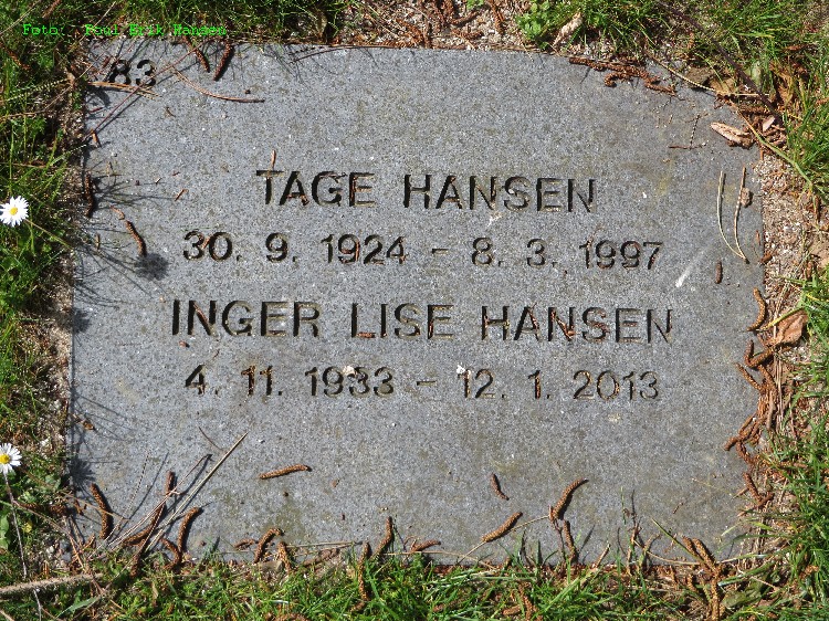 Tage Hansen-Inger Lise. Vinderød Kirkegård