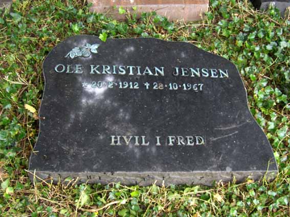 Ole Kristian Jensen, Østre kirkegård-Ikast
