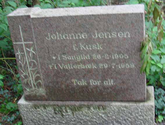 Johanne Johanessen Kusk. Karup Kirkegård