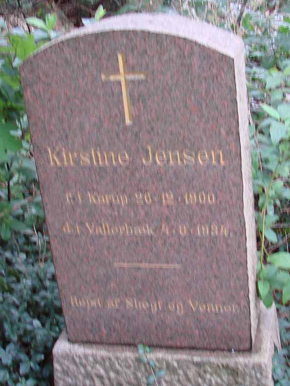 Kirstien Jensen i Vallerbæk. Karup kirkegård