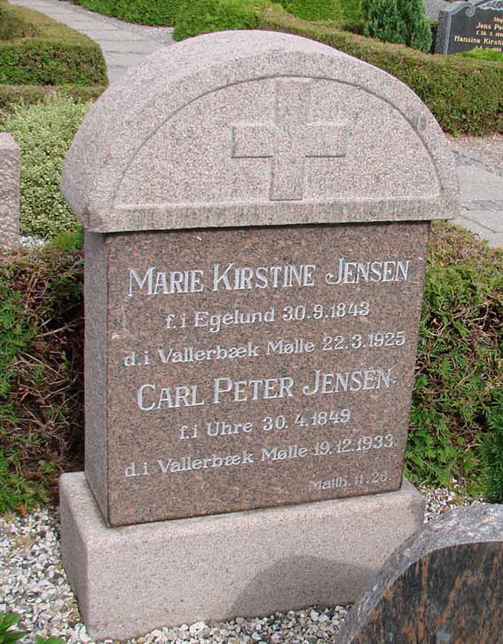 Marie Kirstine  og Carl Peter Jensen. Karup Kirkegård