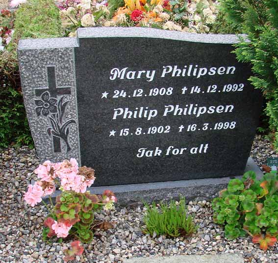 Philip Stordal Philipsen-Mary Jensine Winther. Karup Kirkegård