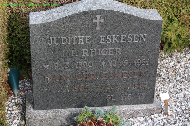 Judithe Hansen Rhiger-Hans Christian Eskesen. Thorning Kirkegård