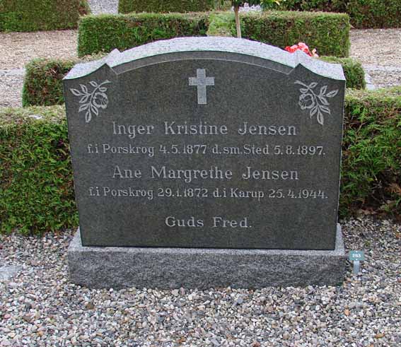 Inger Kristine og Ane Margrethe Jensen, Porskrog. Karup Kirkegård